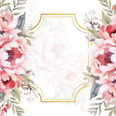 watercolor flowers. floral illustration, Leaf and buds. Botanic composition for wedding or greeting card. Border, branch of flowers - abstraction roses