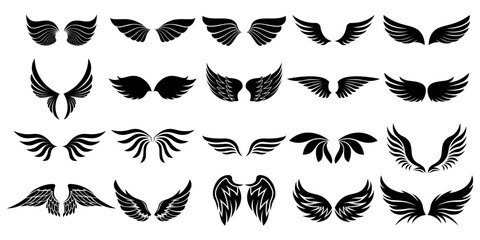Wings icons set. Simple set wings vector icons for design