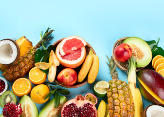 Assortment of exotic fruits.