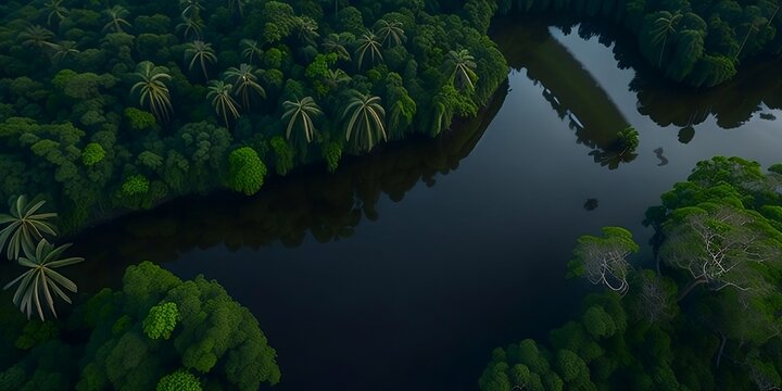 Amazon river, rio delle amazzoni, water, palms, trees
