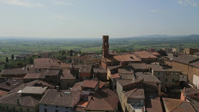 Sinalunga beautiful old town in Tuscany Italy Aerial view