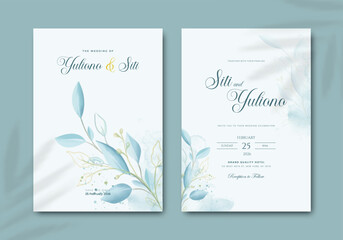 Obraz na płótnie Canvas wedding invitation template with flower watercolor premium vector 