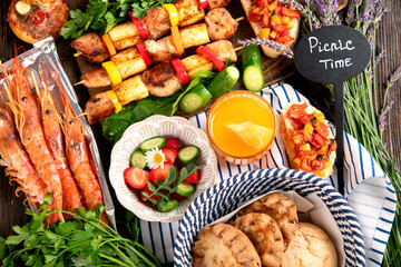 Summer BBQ or picnic food concept.