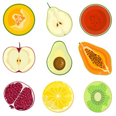vector illustration set of colorful fruits and vegetables white background.