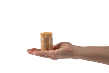 Hand with a toothpick isolated on transparent background