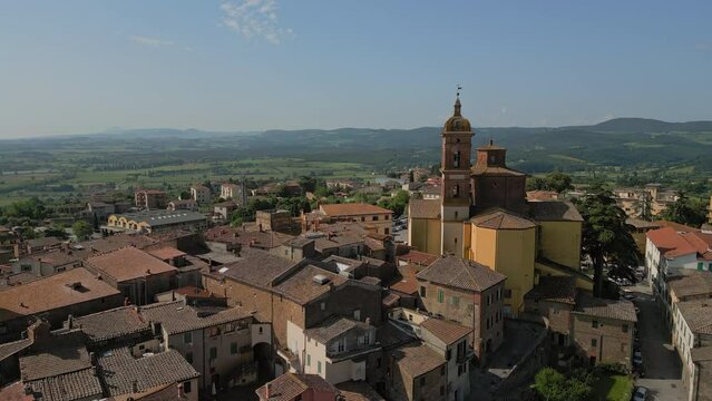 Sinalunga beautiful old town in Tuscany Italy Aerial view