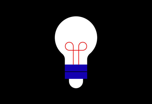 Vector illustration lightbulb in flat style design. Colorful bauhaus  vector icon for  website, mobile app, banner, ui ux, web design, business, marketing, landing, infographics, mockup,development