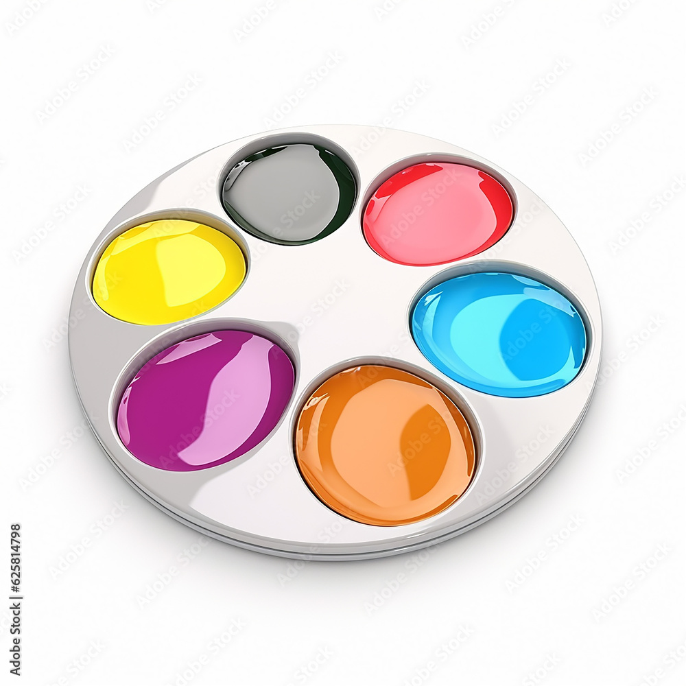 Fototapete palette icon 3d rendering on white isolated background