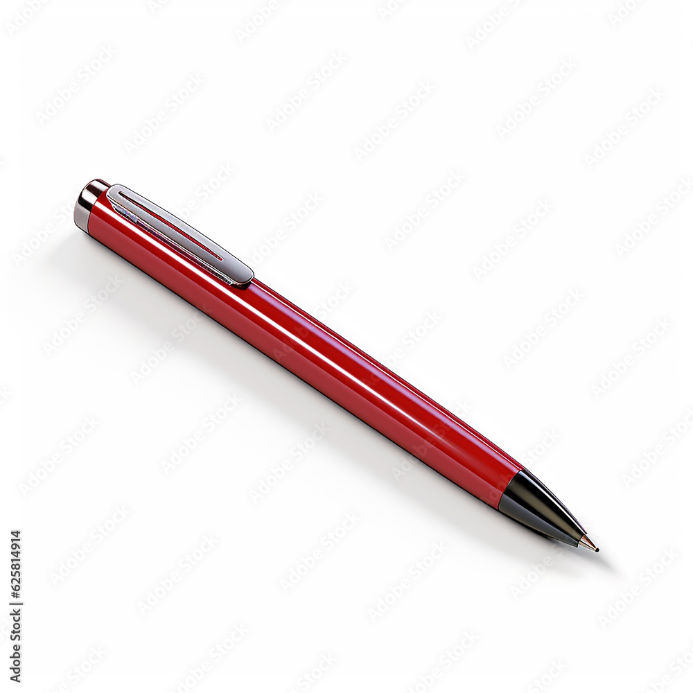 Poster red pen icon 3d rendering on white isolated background