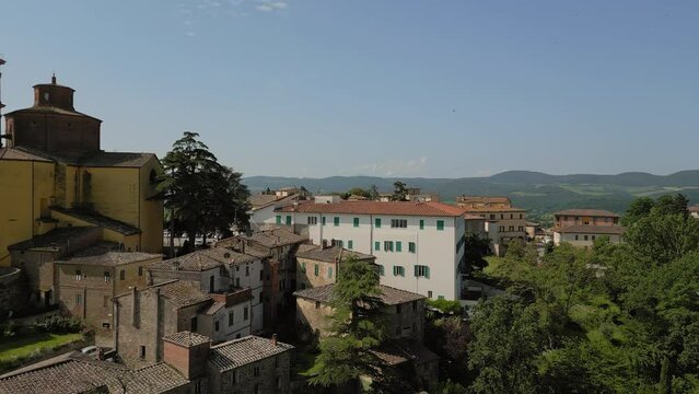 Sinalunga beautiful old town in Tuscany Italy Aerial view
