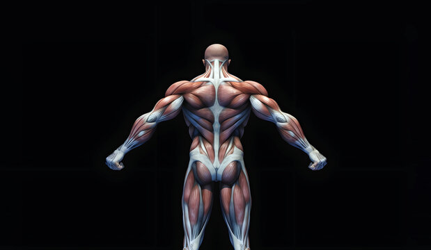 Human back body anatomy muscles. Generative AI