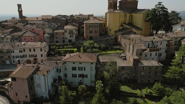 Sinalunga beautiful old town in Tuscany Italy Aerial view