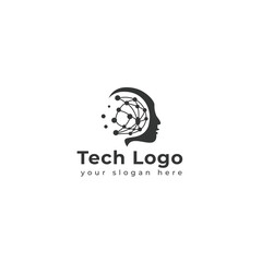 Technology logo template vector illustration. graphic geometric tech logo 