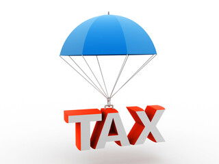 3d illustration Rising tax protection umbrella
