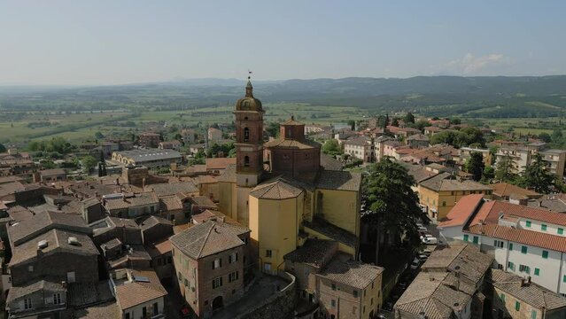 Sinalunga beautiful old town in Tuscany Italy Aerial view