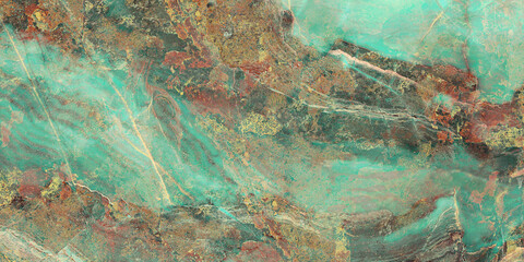 Designer Colour full Marble Sandstone Texture Pattern, Rusty metal, Multi colour Grunge closeup surface, Use for Ceramic Tiles design, Aqua Green Background with Gold Red and black creative colours