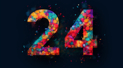 happy new year 2024 with colorful number