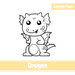 Coloring Pages of Cute Dragon. Suitable for children's activities