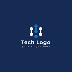 Technology logo template vector illustration. graphic geometric tech logo 