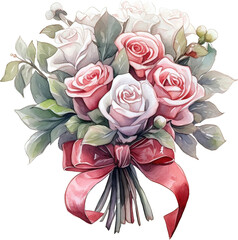 beautifull bouquet of roses watercolor isolated on white background