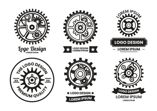 mechanic or engineer logo in flat line art style