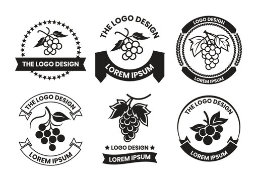 grape logo in flat line art style