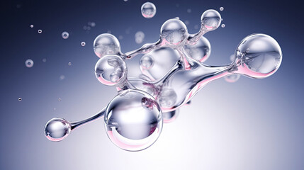 Molecular water bubbles closeup science background 3d wallpaper chemistry