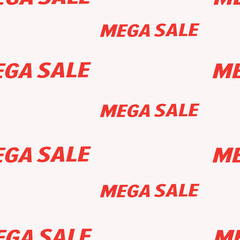 Pattern discount mega discount in red letters on a white background vector illustration