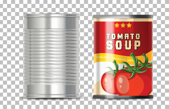 Tomato Soup Canned Food On Grid Background