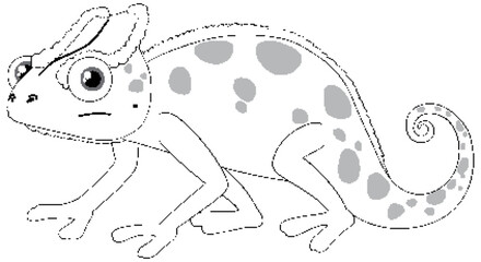Cute colourful chameleon cartoon isolated doodle