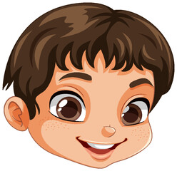 Cute Boy Face with Black Hair Vector
