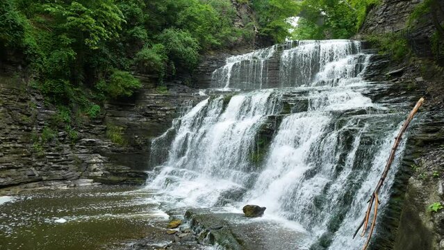 Cascadilla Gorge in Ithaca, New York, waterfalls.  Urban park