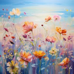 Fototapeta na wymiar Discover the joy of blooming art with serene flower paintings. Explore our captivating illustrations for a vibrant and peaceful experience. 🌺🎨 #FlowerPainting #ArtisticBliss