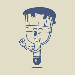 Vintage retro mascot Brush Character