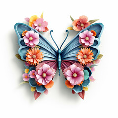 3d butterfly and flowers