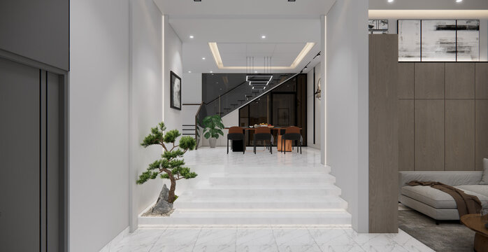 modern dinning room interior with furniture

