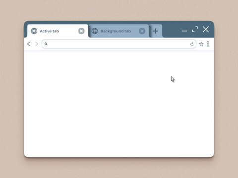 Web browser with Tabs mockup. Empty tab window of browser app. Blank internet page with browsers address bar vector template