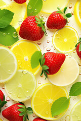 Strawberry and lemon in water