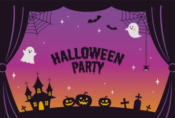 Poster vector background with a set of halloween icons for banners, cards, flyers, social media wallpapers, etc. © mar_mite_