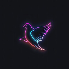 Neon light logo design of pigeon