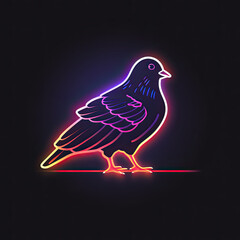 Neon light logo design of pigeon
