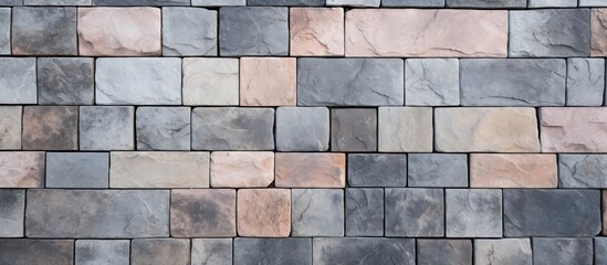 Obraz premium Photo of a detailed close up of a stone wall with textured blocks with copy space