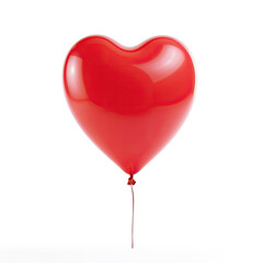 Fototapeta na wymiar Floating red heart shaped balloon isolated on white background