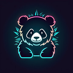 Neon light logo design of bear