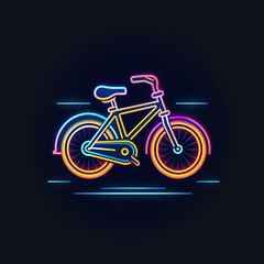 Neon light logo design of bicycle