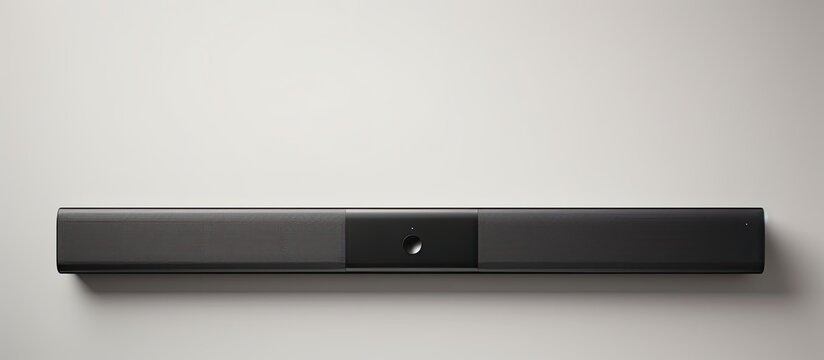 Photo of a speaker mounted on a wall, providing clear sound for an immersive audio experience with copy space