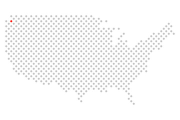 Fototapeta na wymiar Seattle in den USA: Amerikakarte aus grauen Punkten mit roter Markierung