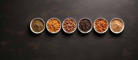 Photo of different types of food displayed on a table with plenty of room for customization or adding text with copy space
