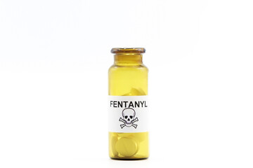 A bottle of fentanyl pills, a potent opioid that causes overdose deaths