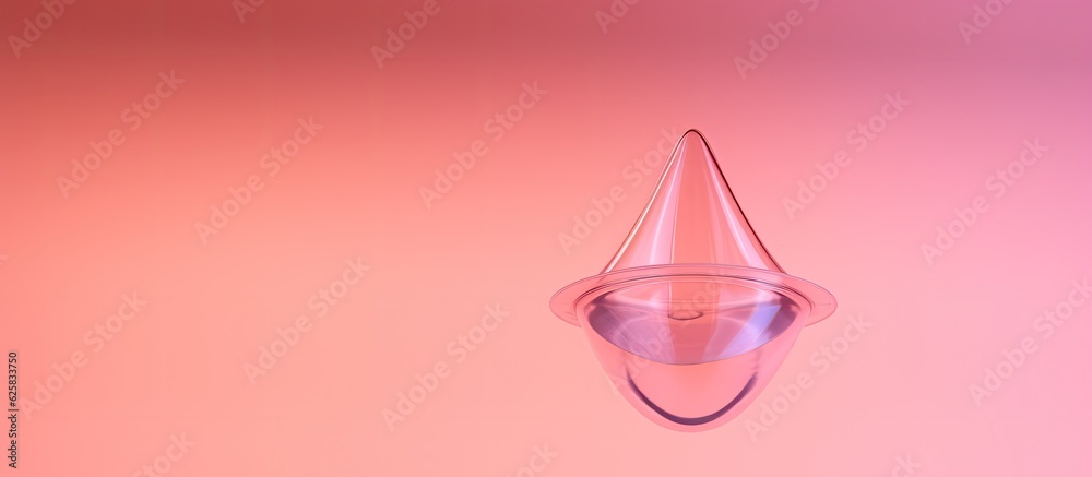 Wall mural Photo of a single droplet of water on a vibrant pink surface with copy space